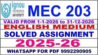 MEC 203 solved assignment 2025-26 in English || mec 203 solved assignment 2026 || mec203 2025-26