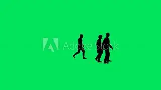 3d group of salespeople on green screen isolated background moving with chrome key silhouette 4k