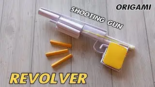REVOLVER ORIGAMI|HOW TO MAKE PAPER GUN ORIGAMI TUTORIAL|SHOOTING WITH USING RUBBER BAND