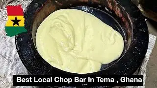 Best Chop Bar in Tema Serving Plantain Fufu with Goat Meat & Light Soup, Ghana Food Tour