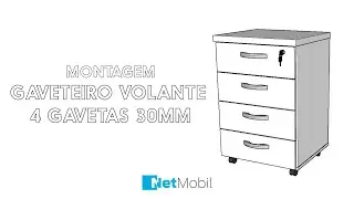 MONTAGEM GAVETEIRO VOLANTE 4 GAVETAS 30MM - NETMOBIL