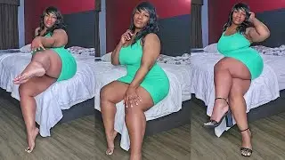 Green Mini Dress Barefeet High Heels Tryon 