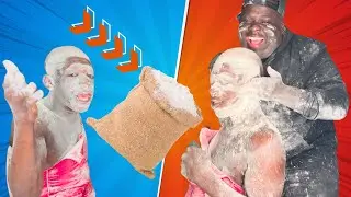 EL JUEGO DE LA HARINA VS &Ntilde;EMA BLANCA ( SE QUILLO FEO ) 🤣