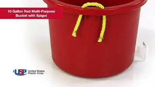 10 Gallon Red Multi-Purpose Bucket with Spigot | U.S. Plastic Corporation&reg;
