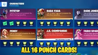 All 16 Characters PUNCH CARDS Challenges in Fortnite Chapter 2 Season 8