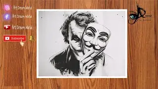 набросок джокера шаг за шагом - как нарисовать лицо джокера карандашом // простой способ нарисовать