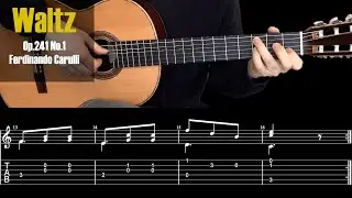 Waltz Op.241, No.1 by Carulli. Easy! Classical Guitar Tutorial + TAB