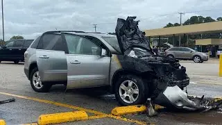 Car destroyed by fire in Longview grocery store parking lot