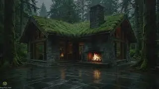 Undisturbed Night Rain, Fireplace, and Soft Thunder for Mental Clarity in a Serene Forest Ambience