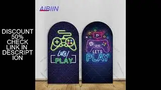 Let's Play Arch Backdrop Cover Brick Wall Colorful Neon Texture Play Game Theme Party Decor Birthday