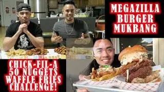 50 CHICK-FIL-A NUGGETS & WAFFLE FRIES CHALLENGE FT. (LifeOfAG) & MEGAZILLA BURGER | MUKBANG