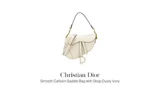 Mau Jual Tas Branded Second? Christian Dior Smooth Calfskin Saddle Bag with Strap Dusty Ivory