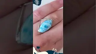 Genuine Larimar Gemstone Ring | 925 Silver Band | Size 7 | Stunning White,Blue Oval Variation| Gi...
