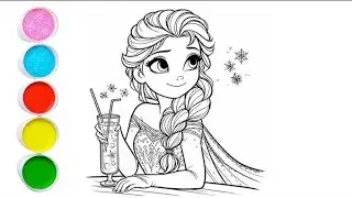How to Draw Elsa Frozen from Disney Frozen, Drawing for kids | Let's Draw Together 