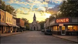 Small Town Main Street at Golden Hour 🌅 ⛪️| Ambience for Reading & Relaxing