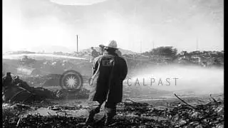 Firemen douse fire after the conflagration in United States largest Quartermaster...HD Stock Footage