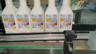 Automatic square bottle double-sided labeling machine, auto plastic bottle labeler equipment
