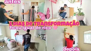 TRANSFORMA&Ccedil;&Atilde;O COMPLETA NA SALA E COZINHA+DOIS DIAS TRANSFORMANDO/ NOVA DECORA&Ccedil;&Atilde;O 😍 FIQUEI APAIXONADA