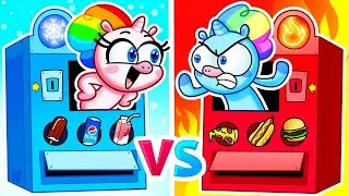 Hot vs Cold Treats! ❄️🔥 Who Wins the Vending Battle?! | Learn Opposites & Colors for Kids