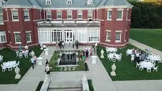 Allerton Park Mansion Over Pond | Drone View of Welcome Party