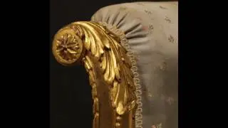 Poltrona francese dorata stile Luigi XVI dei primi del XX secolo