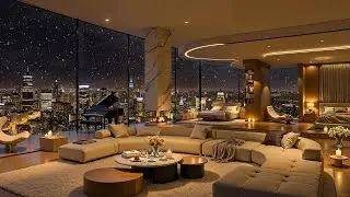 Winter Jazz in a New York City Apartment ❄️Elegant Jazz Music with Crackling Fireplace to Deep Sleep