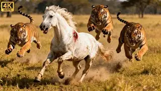 A Beautiful Horse Hunted by Hungry cougars  | RDR2 Wildlife Survival Cinematic 19