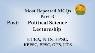 Lec-80,Part-B,Political Science Lecturership Ability test Past Papers Most Important Mcqs #KPPSC