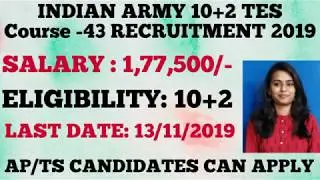 Apply online for INDIAN ARMY 10+2 TES Course - 43 July 2020 || Latest job updates