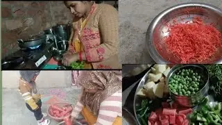 ♥️🥕आज हमने बनाया सर्दियों का फेवरेट गाजर का हलवा और आलू मटर की रसीली सब्जी 🫛#@Aarti Yadav- vlog#