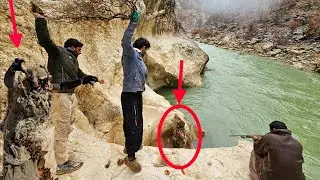 A wild cave-dwelling giant attacks the village:chasing the giant to the river and an exciting fight.