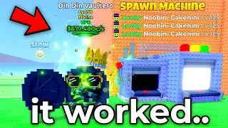Using SPAWN MACHINE GLITCH For 100% DIVINE DIN DIN VAULTERO in Escape Tsunami For Brainrots..