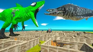 KingShark Maze Trap vs Tylosaurus Monsters - Animal Revolt Battle Simulator DINO