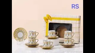 Custom European-style ceramic coffee cup and saucer set electroplating of 6 ceramic cup gift box set