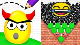 Satisfying Mobile Games HIDE BALL:Brain Teaser vs DRAW TO SMASH, Relaxing Videos, Funny Games.