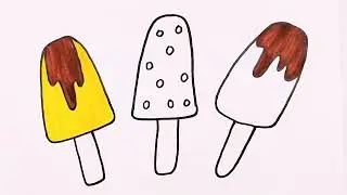 How To Draw cute Ice cream Drawing, Painting & Coloring For Kids and Toddlers_ Child Art 🐋🌈🎨