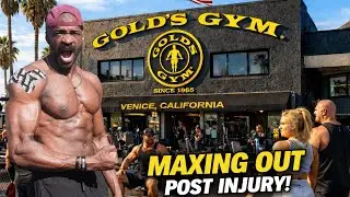 Testing my injured shoulder and back at golds gym Venice 