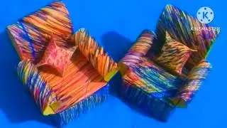 Paper couch/paper origami couch detail video //#viral #art #origami
