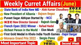 Weekly Current Affairs 2022 | June Second Week | Current Affairs 2022 in English