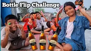 Bottle Flip Challenge Funny Game 🤣😂ll kasle kati khane kura jitau😱😱#bottleflip ,#kushalreenuforever 