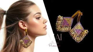 PASO A PASO AROS TRIANGULARES CON DOBLE FLECOS, #miyuki #diy #earringsdesign 
