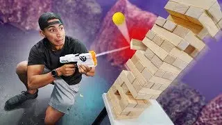NERF *GIANT* Jenga Challenge!