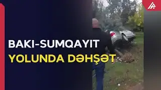 Bakı-Sumqayıt yolunda sürücü 5 maşını vurdu, yoldan çıxıb aşdı – ŞOK GÖRÜNTÜLƏR – APA TV