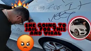 SHE WANTED ME TO PAY FOR THE P AND I DECLINED SO SHE VANDALIZED MY CAR *POLICE PUT HANDCUFFS ON HER*