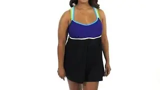 Delta Burke Plus Size Sporty Solid Racerback Swim Dress | SwimOutlet.com