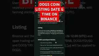 DOGS COIN LISTENING DATE & TIME ON BINANCE #binance #dogscoin #telegram