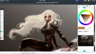 Painting in GIMP -woman and dragon