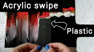 #60 Acrylic Pearl Paint Swipe using a Plastic tool / Red & Gold on Black base / Julie Cutts inspired