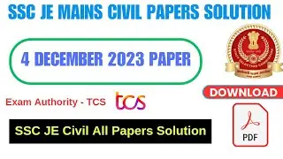 SSC JE MAINS CIVIL 4 December 2023 Paper Solution With Pdf SSC JE Papers Solution
