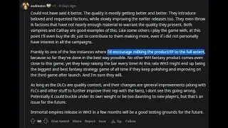Corporate simp bootlicker on /r/totalwar is immensely grateful to CA for not milking him even harder